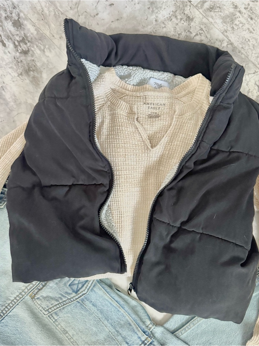 Mila & Tiff Plush Sherpa CroppedJacket - black